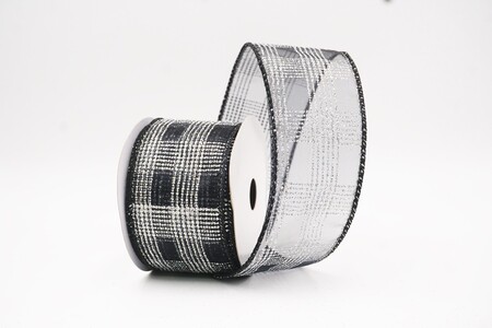 Black  Classic Plaid Check Wired Ribbon_KW0466GC-53-53